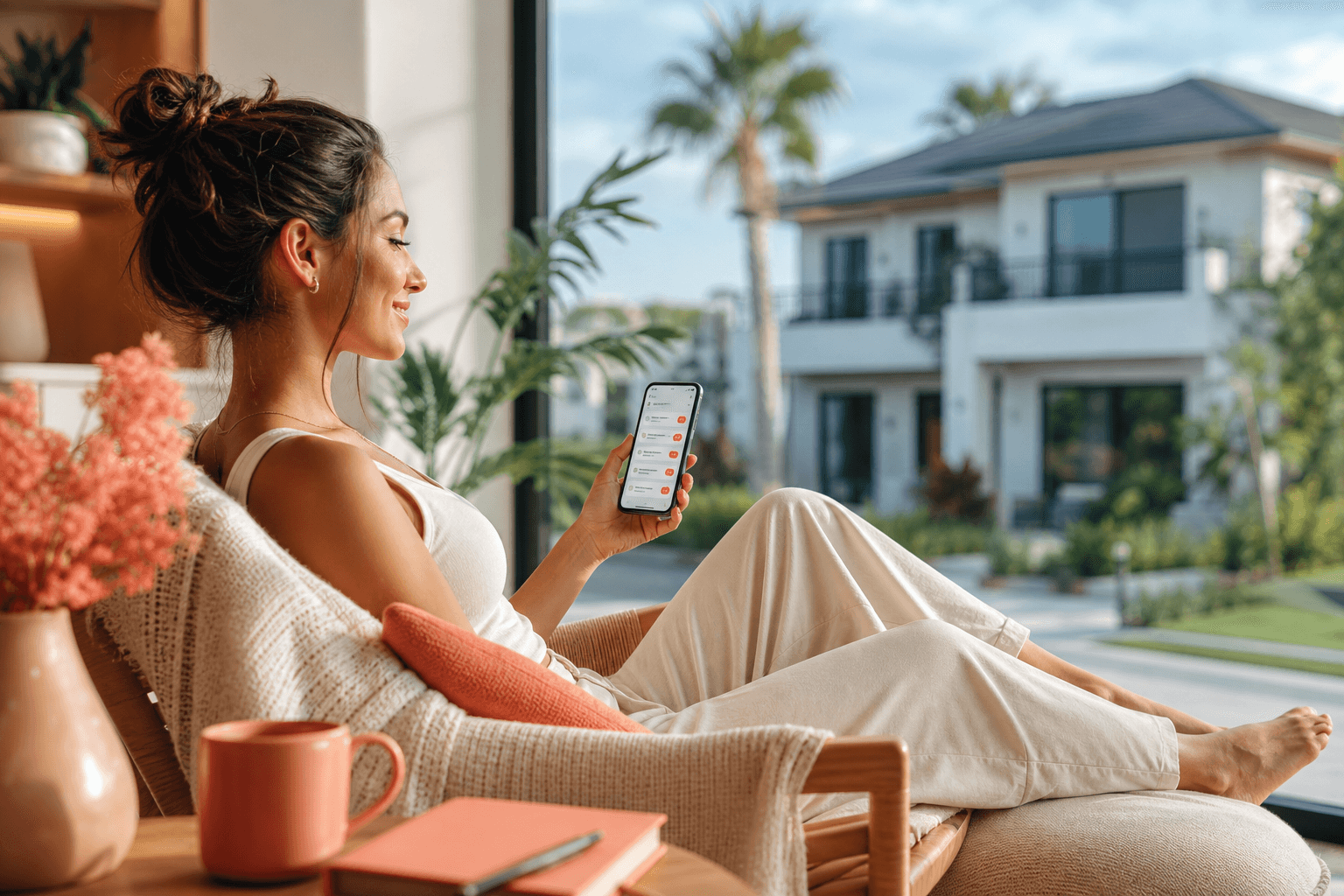 Host relaxing while rental income notifications arrive